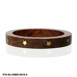 Brazalete Artesanal de Madera Oscura con Incrustaciones de Estrella de Latón, Accesorio de Moda Ecológico Hecho a Mano - Product Image 1
