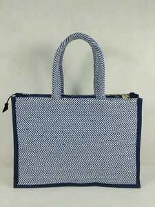 Large Capacity Geometric Pattern Canvas <b>Tote</b> <b>Bag</b> Two Zipper Closure Black Trim Comfortable <b>Shoulder</b> <b>Straps</b> Reusable Eco-Friendly - Product Image 1