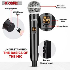 Sistema de Micrófono Inalámbrico VHF Profesional, Micrófono de Mano Inalámbrico Portátil para Bodas y Karaoke, Stock en Nueva Zelanda - Product Image 2