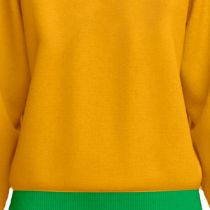 Sweat-shirts à col rond jaunes avec logo personnalisé et bordure verte, coupe classique, en molleton, style décontracté, couleur unie, manches longues - Product Image 3