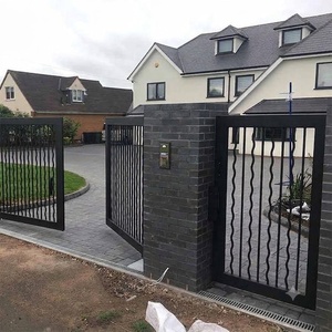 Portail de jardin double en acier forgé sur mesure, galvanisé et thermolaqué, portails d'entrée battants pour hôtel, marque KHP, design minimaliste - Product Image 3