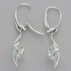 Oval White Fire Opal Dangle Swirl <b>Earrings</b> 925 Sterling Silver Leverback Third Party Certified Trendy Handmade Jewelry Gift for - Product Image 4