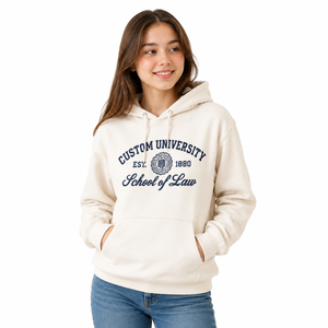 Sweat à capuche universitaire pour femme, personnalisé avec impression graphique, pull molletonné surdimensionné avec poche - Product Image 1