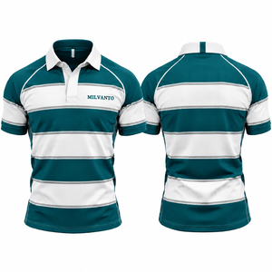 Polo de rugby personnalisé Teal pour hommes et femmes, 100% polyester, respirant, séchage rapide, évacuation de l'humidité, maillot de rugby, polo de sport - Product Image 1