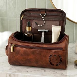 Genuine Leather Toiletry Bag <b>Mens</b> Dopp Kit Shaving Wash Bag Travel Grooming Kit <b>Pouch</b> Custom Logo Bulk Price TYG-0226 - Product Image 4