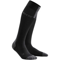 Chaussettes de compression unisexes au-dessus du genou, noires unies, tricotées, style sport, épaisseur moyenne, pour toutes les saisons