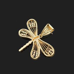 สร้อยคอจี้รูปแมลงปอประดับเพชรโมอิสซาไนต์หลากสีชุบทอง 18K สุดหรู - Product Image 3