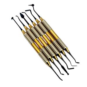 Blue Titanium-Coated Manual Dental Scaler Composite Filling <b>Instrument</b> Set Restorative Kit 6-pcs Ergonomic Grip Spatula / Resin - Product Image 6