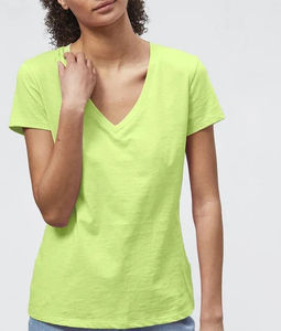 Camisetas de cuello en V de felpa con lavado ácido vintage para mujer, transpirables, de secado rápido, informales, de talla grande, OEM - Product Image 5