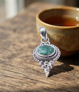 Natural Oval Green <b>Emerald</b> Gemstone 925 Sterling Silver <b>Pendant</b> Rose Gold Plated Handmade Vintage Jewelry Bezel Setting Floral - Product Image 5