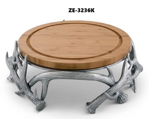 Decorative Handmade Metal Cake <b>Tray</b> Stand for Luxury Home Table DecorMetal Cake Platter Antler Base Metal Stand Decorative - Product Image 1