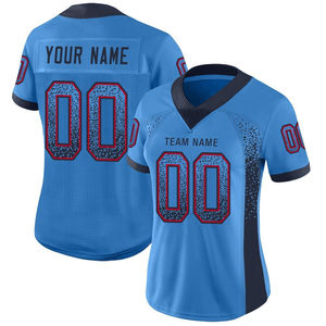 Jersey de Fútbol Americano Personalizado al por Mayor, Diseño OEM Nuevo, Transpirable, Estilo Drift, Color Azul Marino y Rojo, Malla de Alta Calidad - Product Image 4