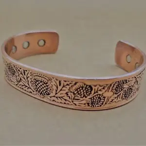 Pulseira de punho ajustável de cobre e latão para tibetano, pulseira de cura feita à mão, novidade da marca Luxury Crafts
