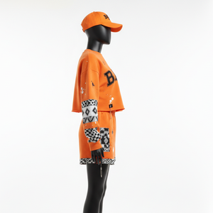 Ensemble sweat-shirt et short 100 % coton de haute qualité pour femme, en molleton mélangé confortable avec empiècements, personnalisable avec logo – Collections Femme - Product Image 3