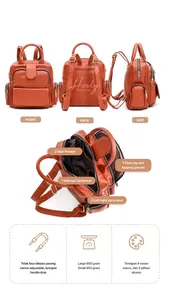 Bolsos cruzados de moda, mochilas para mujer, bolsos de hombro de cuero PU, mochila de cuero, nuevo diseño, mochila de gran capacidad para mujer - Product Image 4