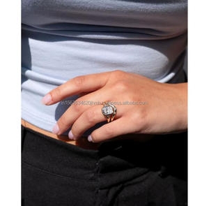 IGI/GIA Lab Grown Cut Diamond Vintage 14k Yellow Wedding/Engagement Ring Unisex Fine White Gold <b>for</b> Anniversary Party-Worthy - Product Image 2