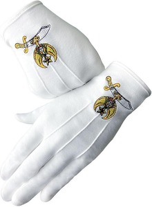 Gants en coton blancs de franc-maçon, gants en coton brodés maçonniques - [Blanc] Taille unique, s'adapte à la plupart des personnes, 100% coton brodé maçonnique - Product Image 4