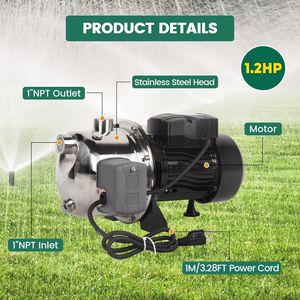 ปั๊มน้ำบาดาล 1.2 แรงม้า 115V 1209 GPH สแตนเลสแบบพกพาสำหรับสวน - Product Image 2