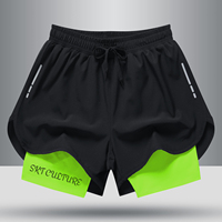 Short de sport personnalisé OEM pour hommes Short de sport d'entraînement à la taille élastique solide double couche poches doublées 2-en-1