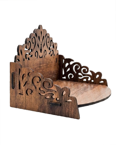 Wall Hanging Hindu Wooden Pooja Temple with storage shelf Handcrafted Wooden Temple Mandir Laser Cut MDF Pooja table top Stand - Product Image 6