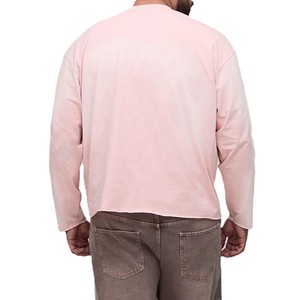 Chemises pour hommes à manches longues avec logo personnalisé, en coton lourd, imprimé graphique, style streetwear décontracté, pull à motif drapeau américain, rose - Product Image 3