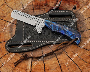 มีดตัดวัวแบบฟอร์จด้วยมือ ยี่ห้อ Farrier Rasp ด้ามตรง สไตล์คาวบอยตะวันตก พร้อมปลอกมีด รับผลิตแบบ OEM/ODM ปรับแต่งได้ ใช้สำหรับล่าสัตว์และตั้งแคมป์ ใบมีด 4 ใบ ขนาด 8 นิ้ว - Product Image 5