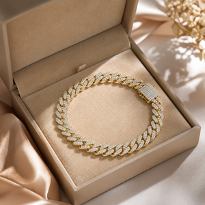 Diamond Cuban Bracelet | Lab Grown Diamond 10KT Yellow Gold <b>Iced</b> <b>Out</b> Cuban Link <b>Chain</b> | Men's Jewelry Fine Diamond Bracelet - Product Image 5