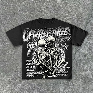 เสื้อยืดผู้ชายแบบสั่งทำพิเศษ ผ้าหนา พิมพ์ลายกราฟิก ทรงปกติ แขนกุด เนื้อผ้านุ่ม 100% ผ้าฝ้าย 250 กรัม พิมพ์ลายโครงกระดูก สไตล์โกธิค แบบเรโทร - Product Image 4