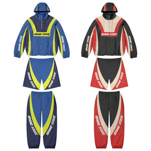 Ensemble deux pièces coupe-vent imperméable pour homme avec broderie logo OEM, fabrication de vêtements de sport sous marque privée - Product Image 1