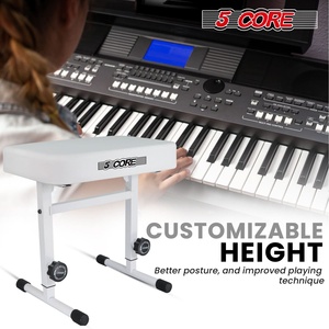 5 Core Keyboard <b>Bench</b> 3" <b>Padded</b> Cushioned Piano Stool Height Adjustable Guitar Seat Folding Portable - Product Image 6