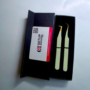 ผู้ผลิตขายส่งตามสั่ง แหนบต่อขนตาสแตนเลสสีเขียวอ่อน 45 องศา ป้องกันไฟฟ้าสถิตย์ ป้องกันแม่เหล็ก สำหรับเส้นใยไฟเบอร์ - Product Image 1