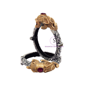 Brazalete Kada de Latón Bicolor con Diseño de Elefante Hecho a Mano, Vintage, Multicolor, Abrible, Recuerdo de Boda, Decoración - Product Image 2