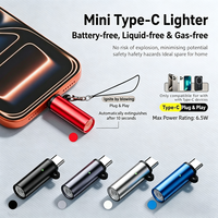Briquet électrique USB-C rechargeable avec bobine chauffante en alliage d'aluminium et lumière LED pour téléphones mobiles et appareils Samsung