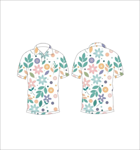 Men’s <b>White</b> Pastel Floral Leaf Print <b>Polo</b> Shirt Short Sleeve Casual Summer Golf Shirt - Product Image 3