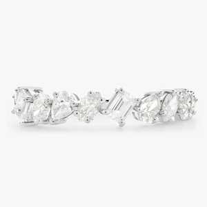 Anillo de Boda Personalizado con Diamantes Cultivados en Laboratorio de Varias Formas, Oro Sólido de 14K, Media Eternidad, Corte Mixto, Venta al Por Mayor, Precio de Fábrica B2B - Product Image 3