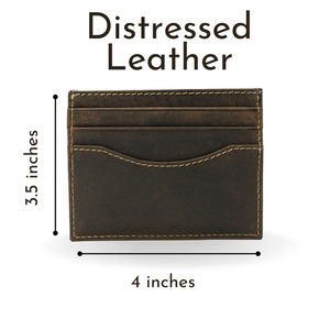 Coral Weavers Distressed Leather Slim Minimalist Front Pocket <b>Wallet</b> <b>Small</b> Size Multiple Card Slots No Closure - Product Image 2