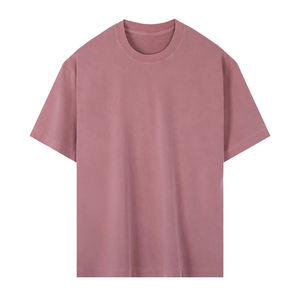 T-shirt en coton uni surdimensionné pour homme, manches courtes, col rond, coupe décontractée, longueur normale, tricot jersey, design uni - Product Image 2