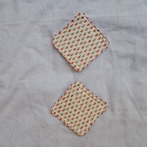 Wholesale Custom Block Printing Fabric Tea Coaster Set With Cotton Quilted, Stitched Piping <b>Edge</b> Tea Table Linen Tea Coffee Mats - Product Image 2