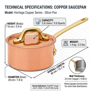 Cacerola de Cobre Hecha a Mano con Tapa y Asa de Latón, Olla de Cobre Premium para Cocinar, Utensilios de Cocina de Cobre, Cacerola para Salsas, Venta al por Mayor OEM ODM - Product Image 5