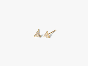 Boucles d'oreilles clous en or massif de luxe, triangle serti de diamants, délicates, minimalistes, géométriques, pour tous les jours, bijoux fins, cadeau d'anniversaire - Product Image 2