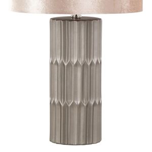 Lampada da tavolo contemporanea in ceramica Tania da 22 pollici in marrone e marrone metallizzato con paralume color champagne di - Product Image 4