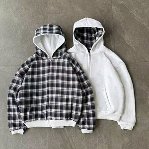 Wholesale Streetwear <b>Flannel</b> Shirt <b>Jacket</b> Long Sleeve Plaid Polyester Lined Breathable - Product Image 5