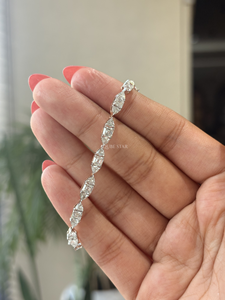 Pulsera de tenis de oro de 14k con diamantes de laboratorio de talla Asscher geométrica, certificada por IGI, 5.85 ct, de lujo, para mujer, aniversario - Product Image 2