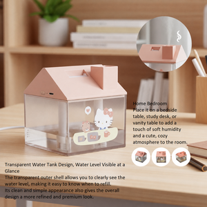 Custom Cartoon Printed House-Shaped Desktop <b>Humidifier</b> with 7-Color Night Light & USB Power - Product Image 4