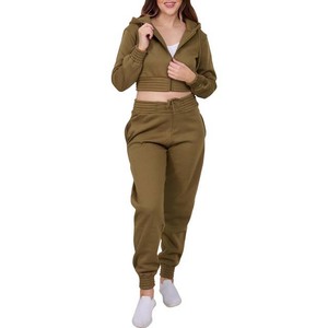 Conjunto Deportivo con Capucha para Mujer, Color Verde Oliva, Sudadera con Cremallera de Manga Larga y Bolsillos Laterales, Ropa Casual de Otoño - Product Image 5