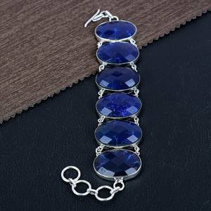 Faceted Sapphire <b>Bracelet</b> Sterling Silver Boho Jewelry Handmade Gemstone <b>Bracelet</b> Unique Crystal <b>Bracelet</b> Gift For Women - Product Image 3