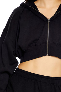 Sweat-shirt à capuche tricoté oversize court pour femme, avec logo frontal, 100 % coton respirant, personnalisable - Product Image 4