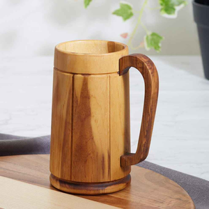 แก้วกาแฟไม้ลายดอกไม้คลาสสิกสำหรับร้านกาแฟขายส่ง พร้อมจานรอง ใช้กับไมโครเวฟได้ รับทำโลโก้ตามสั่ง จากอินเดีย - Product Image 1