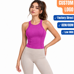 <b>Cropped</b> Women's Solid T-shirt Tank <b>Top</b> Streetwear Stretch Rib Knit Sleeveless Casual Tank <b>Top</b> for Women - Product Image 1