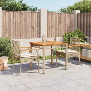Ensemble de salle à manger de jardin en rotin PE beige 3 pièces - Product Image 1